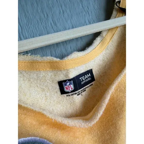 Green Bay Packers Colorblock Slouchy Oversized Crewneck, Off Shoulder, LG - Picture 5 of 6